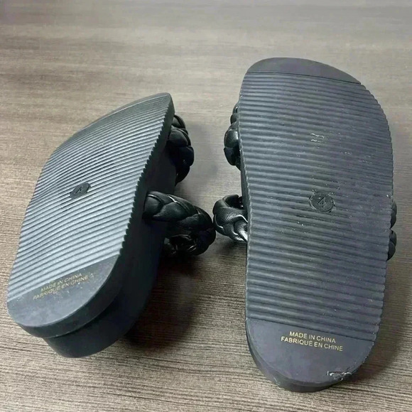 BP Keaton Braided Strap Faux Leather Flat Slide Sandals Womens Size 4 - Picture 5 of 8